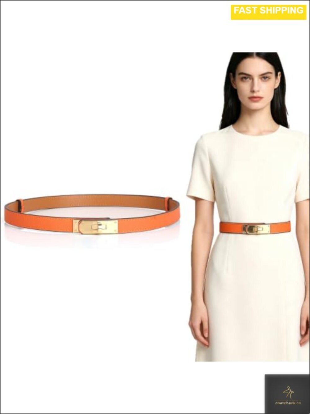 Genuine Leather Skinny Belt Adjustable Alloy Turn Lock for Dresses Jeans Coats